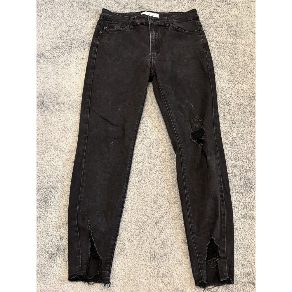 KanCan Womens 9/28 Black High Rise Distressed Raw Hem Skinny Jeans KC7283BK